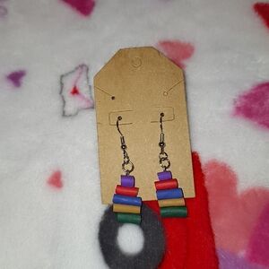 Colorful Stacked Book Earrings